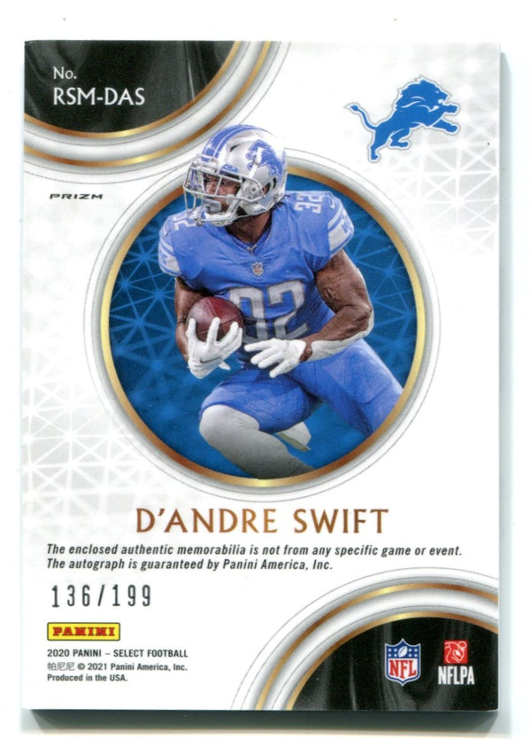 D'Andre Swift 2020 Silver Select #RSMDS Autographed Jersey Card /199