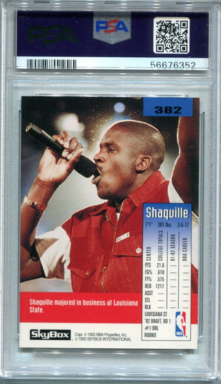 Shaquille O`Neal 1992 Skybox #382 PSA Mint 9 Card