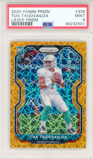 Tua Tagovailoa 2020 Panini Prizm Orange Lazer Prizm Rookie Card #339 (PSA Mint 9)