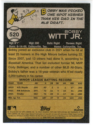 Bobby Witt Jr. 2022 Topps Heritage Rookie Card #520
