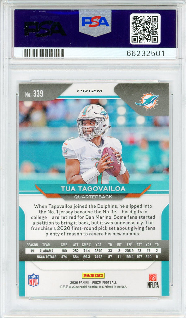 Tua Tagovailoa 2020 Panini Prizm Orange Lazer Prizm Rookie Card #339 (PSA Mint 9)