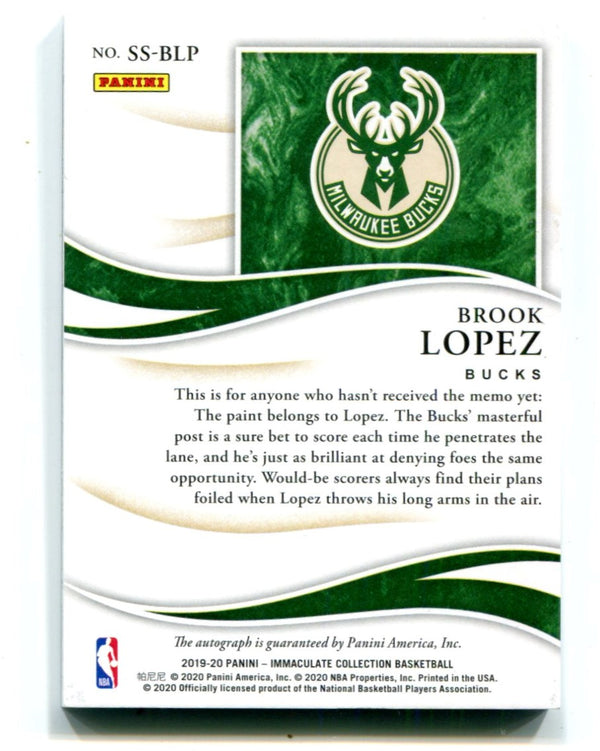 Brook Lopez 2019-20 Immaculate Collection #SSBLP Auto Card /99