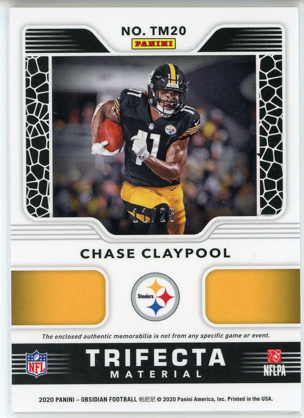 Chase Claypool 2020 Panini Obsidian Trifecta Material Rookie Card