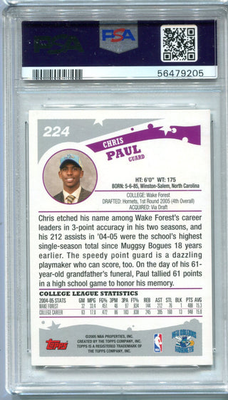 Chris Paul 2005 Topps Rookie Card #224 PSA NM 7 Card