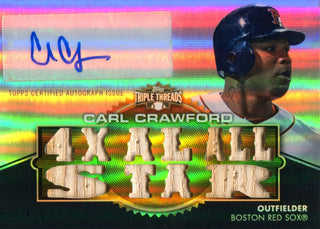 Carl Crawford Autographed 2012 Topps Triple Threads Bat Card