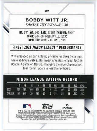 Bobby Witt Jr. 2022 Topps Finest Rookie Card #62