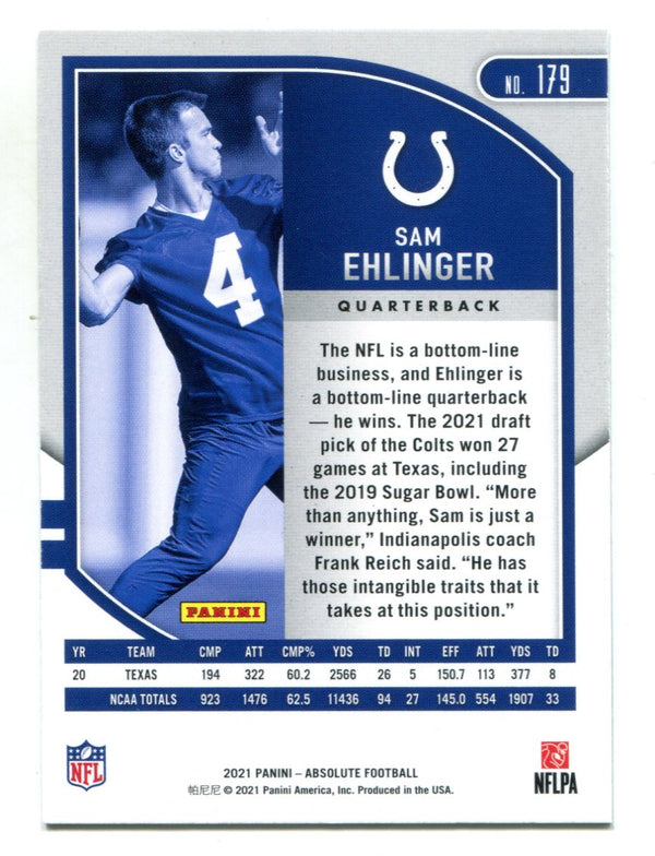 Sam Ehlinger 2021 Panini Absolute Football #179 RC