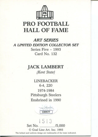 Jack Lambert Autographed 1st Day Cover Envelope (JSA)