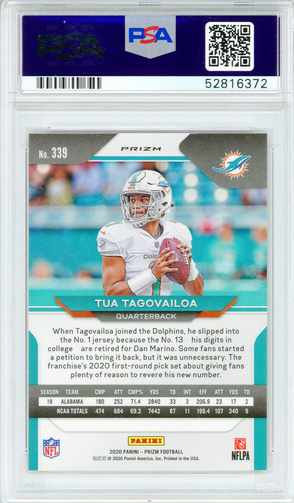 Tua Tagovailoa 2020 Panini Prizm Orange Lazer Prizm Rookie Card #339 (PSA Mint 9)