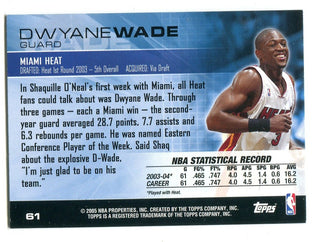 Dwyane Wade 2005 Topps Luxury Box #61 Card