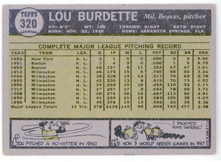 Lou Burdette 1961 Topps Card #320