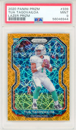Tua Tagovailoa 2020 Panini Prizm Orange Lazer Prizm Rookie Card #339 (PSA Mint 9)