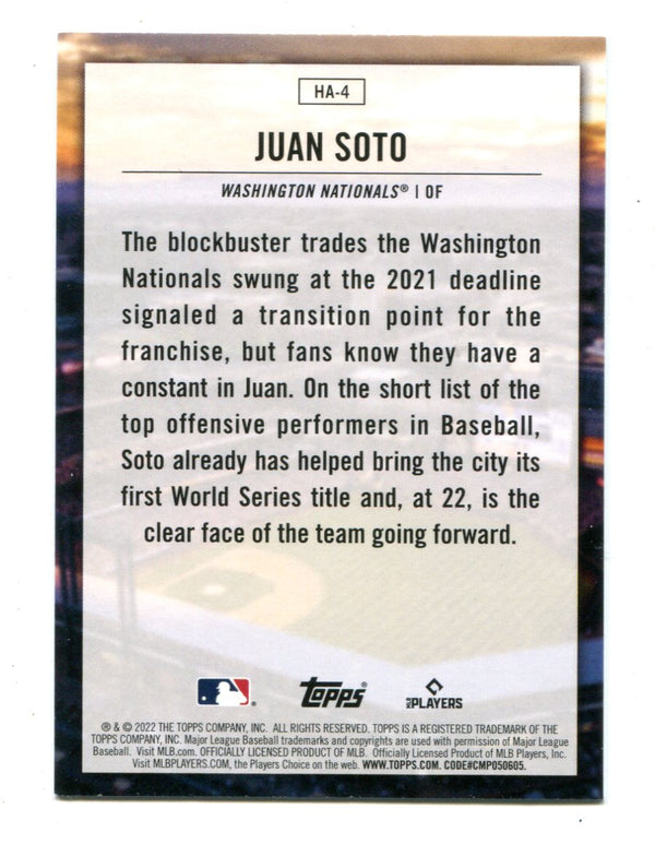 Juan Soto 2022 Topps Home Field Advantage #HA4 Card