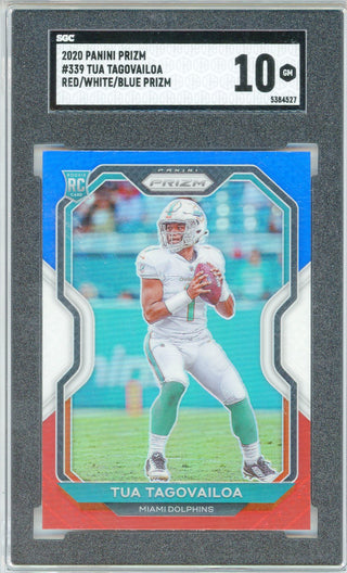 Tua Tagovailoa 2020 Panini Prizm Red/White/Blue Prizm Rookie Card #339 (SGC GM 10)