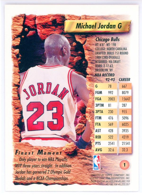 Michael Jordan 1994 Topps Finest Card #1