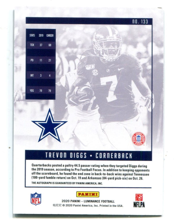 Trevon Diggs 2020 Panini Luminance #133 Autographed Card /100