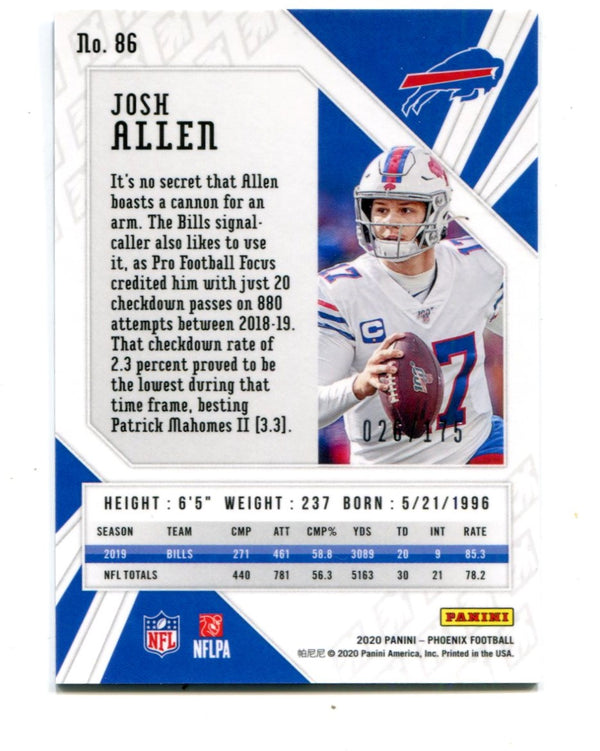 Josh Allen 2019 Panini Phoenix Teal #86 Card /175