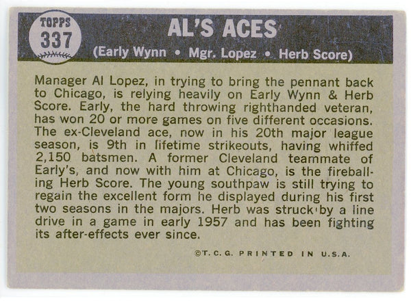 Al's Aces 1961 Topps Card #337