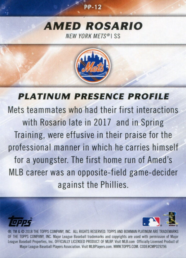 Amed Rosario 2018 Bowman Platinum Orange Refractor Rookie Card 23/25