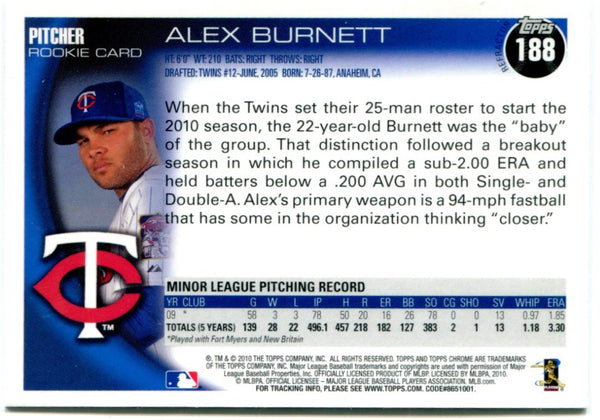 Alex Burnett Topps Chrome 2010 Rookie Card