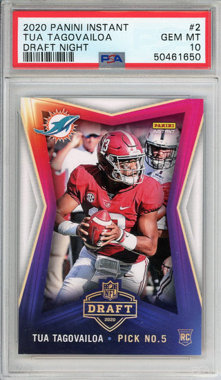 Tua Tagovailoa 2020 Panini Instant Draft Night Card Gem Mint 10
