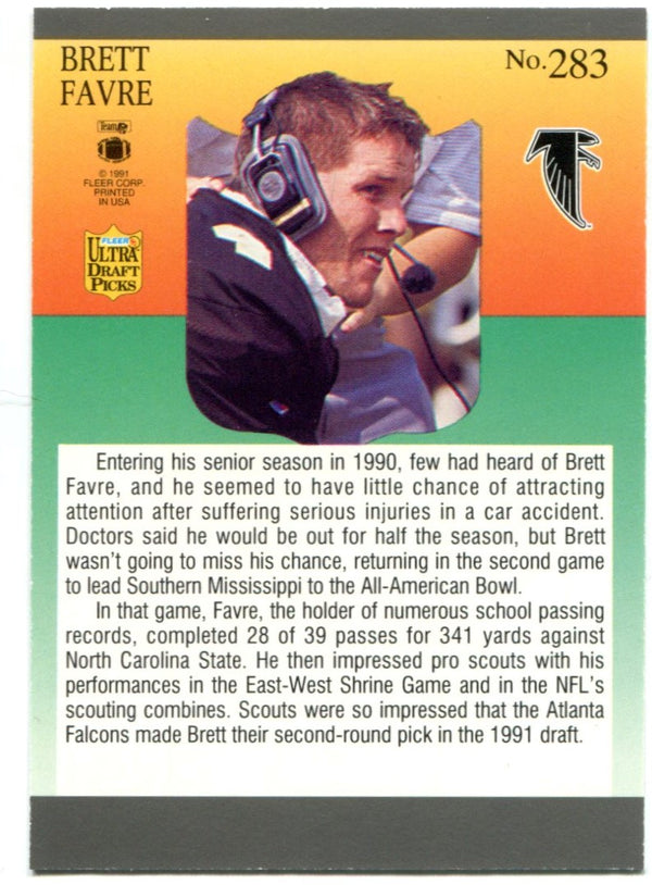 Brett Favre 1991 Fleer Ultra Draft Picks Rookie Card