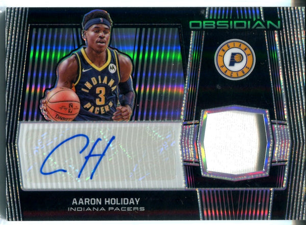 Aaron Holiday Autographed 2019-20 Panini Obsidian Jersey Card