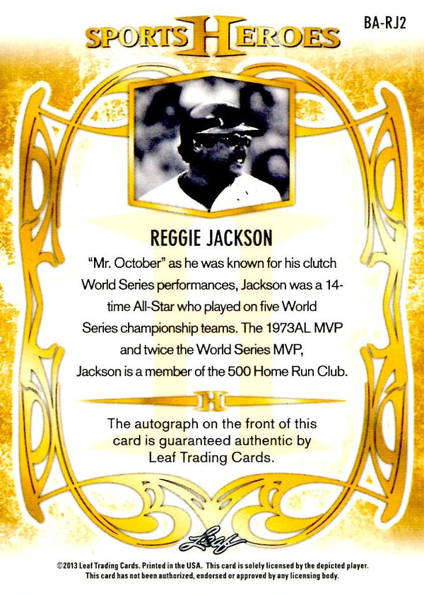 Reggie Jackson 2013 Leaf Sports Heroes Autographed Card #3/10