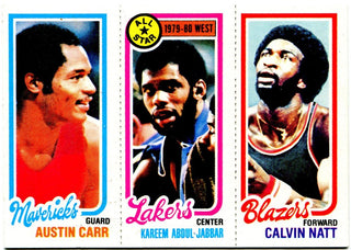Kareem Abdul Jabbar Austin Carr Calvin Natt 1980 Topps Triple Card