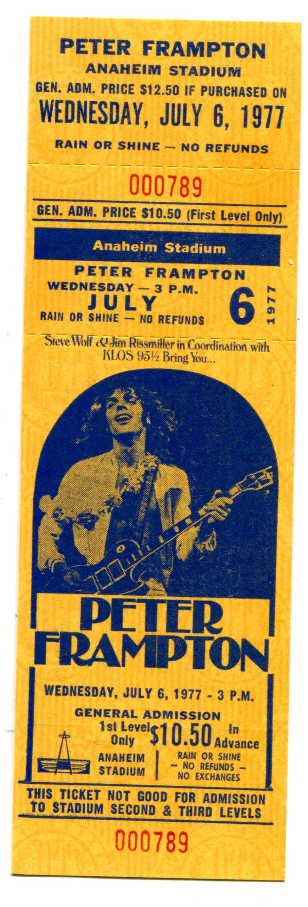 Peter Frampton Anaheim Stadium July 6,1977 Full Concert Ticket