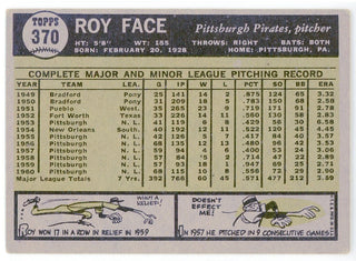 Roy Face 1961 Topps Card #370