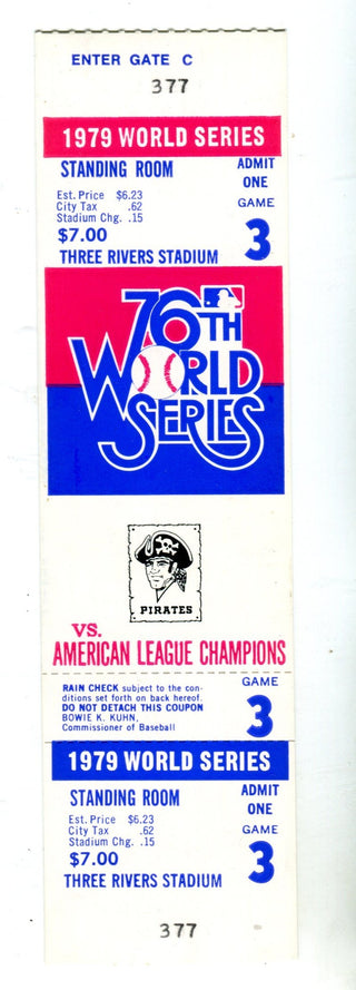 Pittsburgh Pirates Vs. American League Champions 1979 World Series Full Ticket