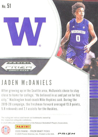 Jaden McDaniels 2020 Panini Prizm Rookie Card
