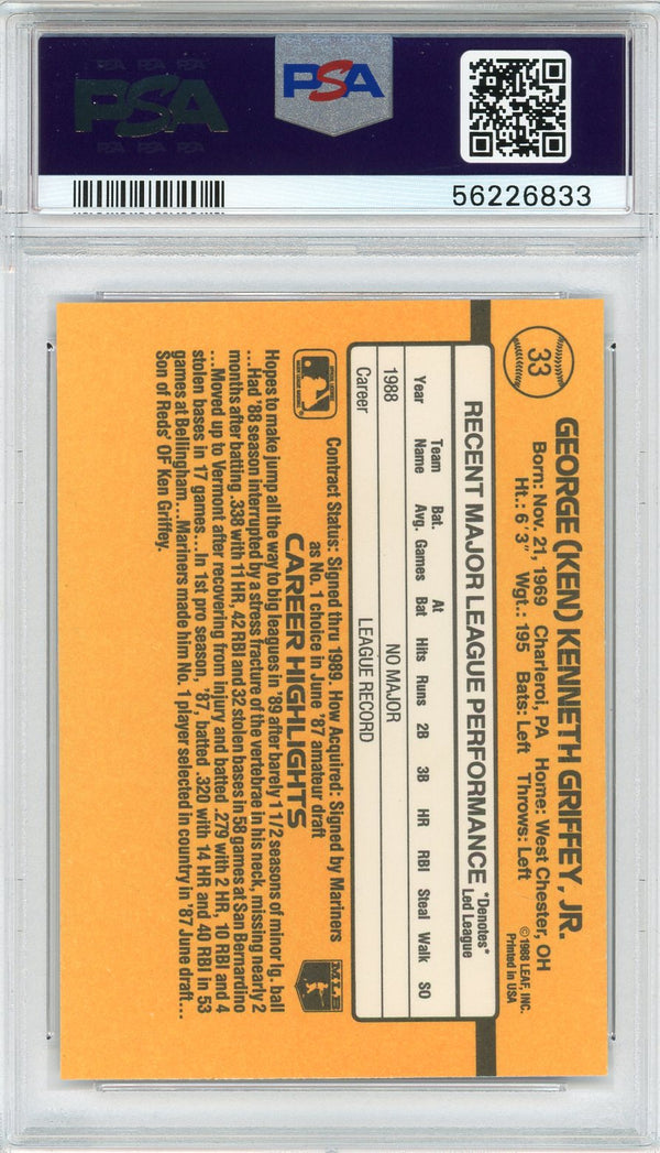 Ken Griffey Jr. 1989 Donruss Rated Rookie Card #33 (PSA)