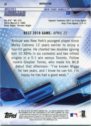 Miguel Andujar 2018 Bowman's Best Rookie Card