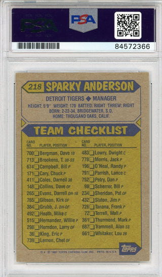 Sparky Anderson Autographed 1981 Topps Card (PSA)