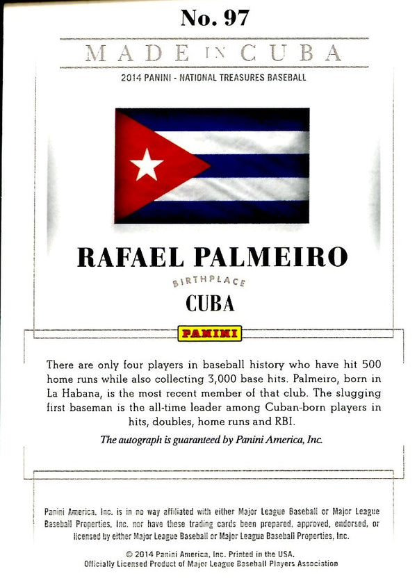 Rafael Palmeiro 2014 National Treasures Autographed Card #6/25