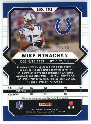 Mike Strachan Autographed 2021 Panini Obsidian Rookie Card #192