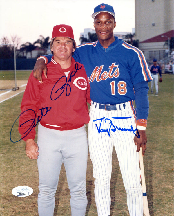 Pete Rose & Darryl Strawberry Autographed 8x10 Photo (JSA)