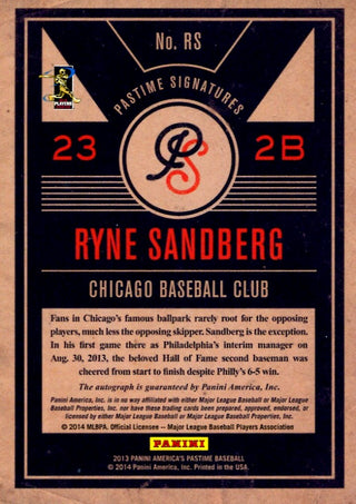 Ryne Sandberg 2013 America's Pastime Autographed Card #14/75