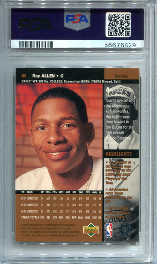 Ray Allen 1996 Upper Deck #69 PSA NM-MT 8 Card