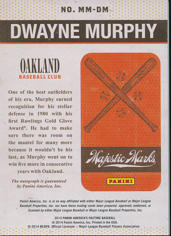 Dwayne Murphy 2013 Panini America's Pastime Majestic Marks Card 054/125