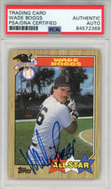 Wade Boggs Autographed 1987 Topps Card (PSA)