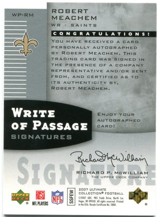 Robert Meachem Upper Deck Write of Passage Signatures 2007