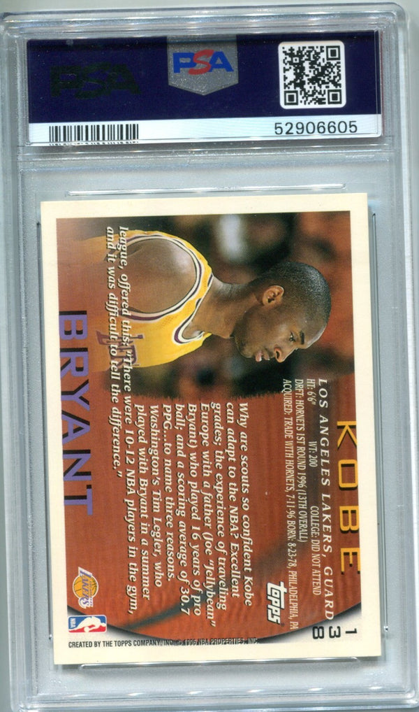 Kobe Bryant 1996 Topps #138 EX-MT PSA 6 Card