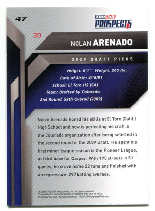 Nolan Arenado 2009 Tristar Prospects Rookie Card