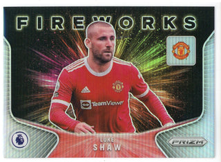 Luke Shaw 2021-22 Panini Prizm Fireworks Silver Prizm Card #3