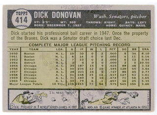 Dick Donovan 1961 Topps Card #414