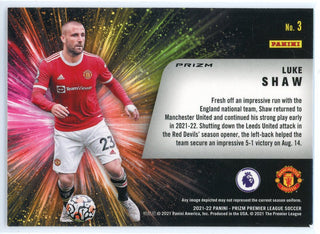 Luke Shaw 2021-22 Panini Prizm Fireworks Silver Prizm Card #3