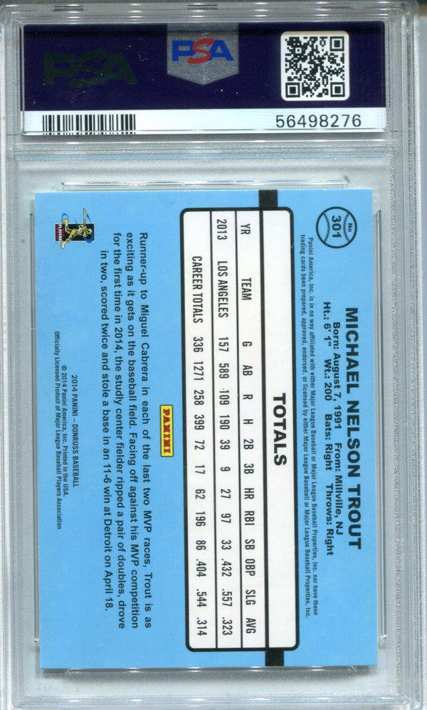 Mike Trout 2014 Donruss #301 PSA GEM MT 10 Card